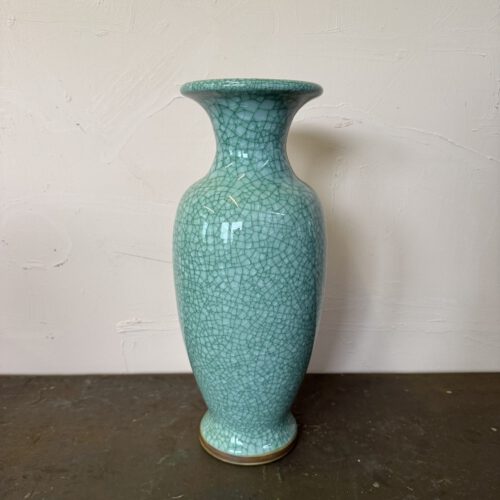 Blauw lange vaas Vaas Raku Turquoise