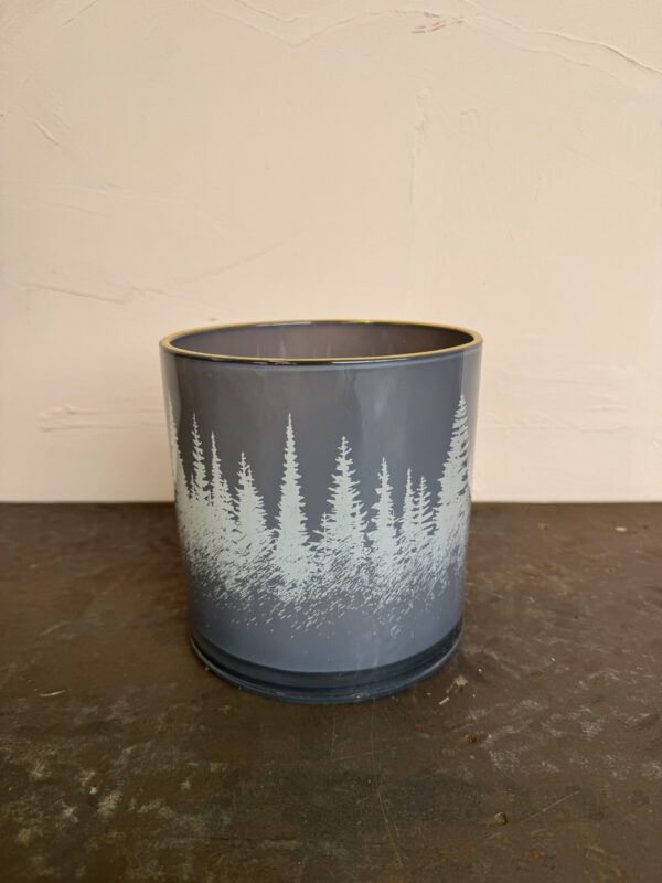 Windlicht M met bomen Waxinelicht Bos Grijs
