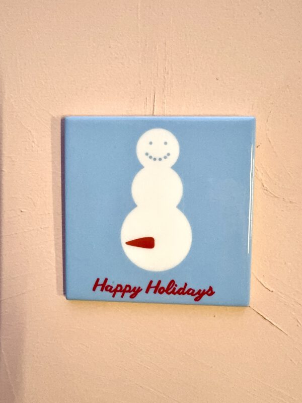 Tegeltje Happy Holidays Sneeuwpop