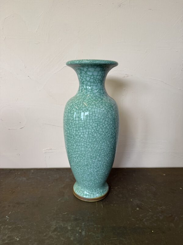 Blauw lange vaas Vaas Raku Turquoise